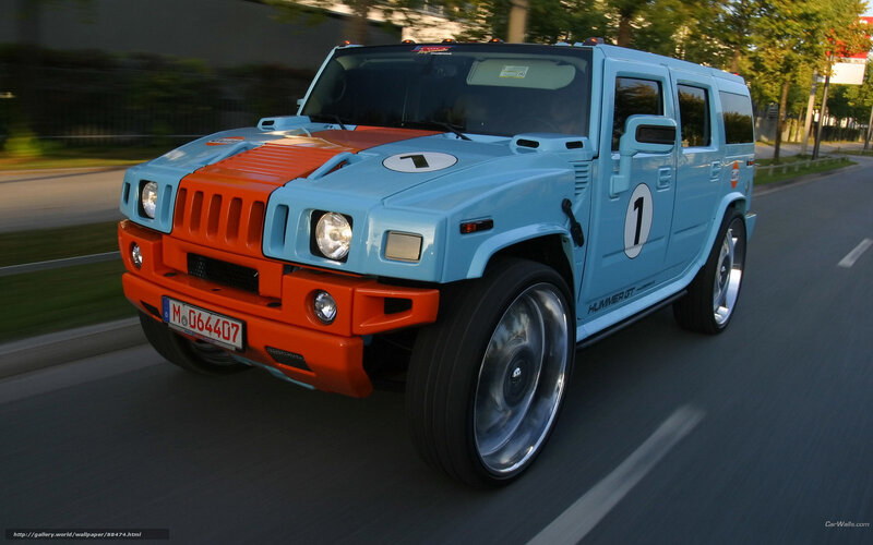 blue and orange hummer gt