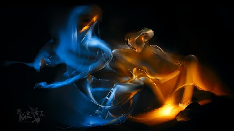 Blue and Orange Light Forms