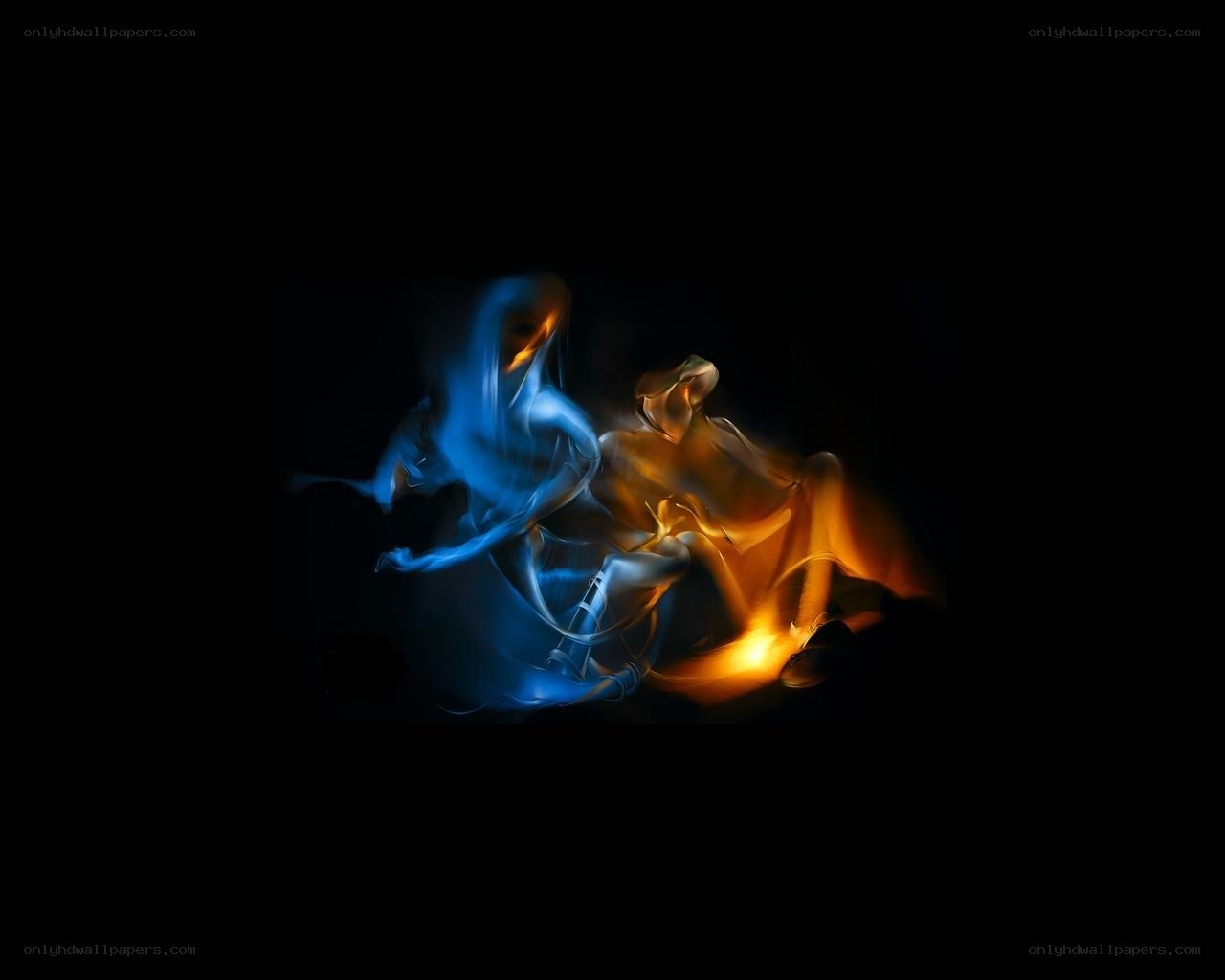 Blue and orange light trails