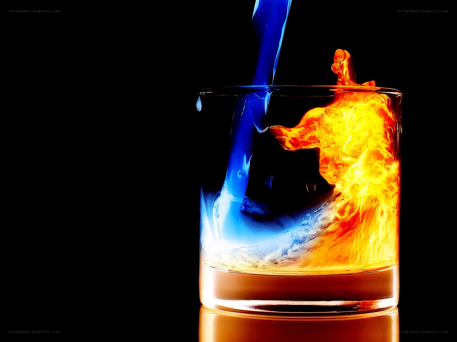 Blue and orange liquid mixing