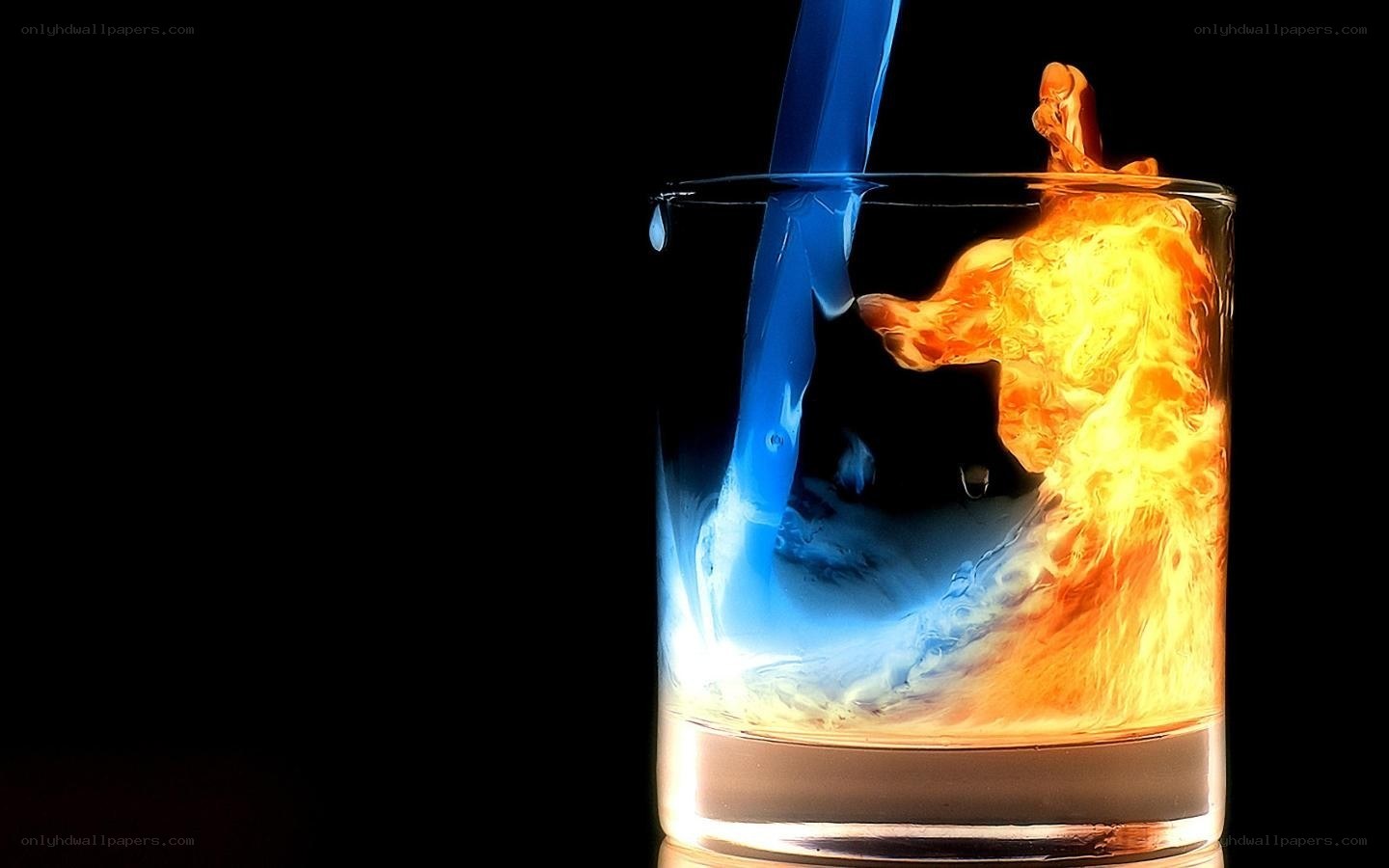 Blue and orange liquid mixing
