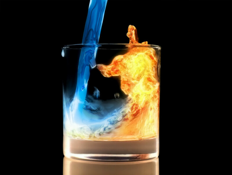 Blue and Orange Liquid