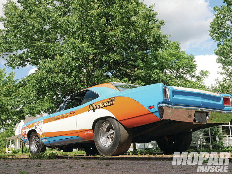 Blue and Orange Muscle Car