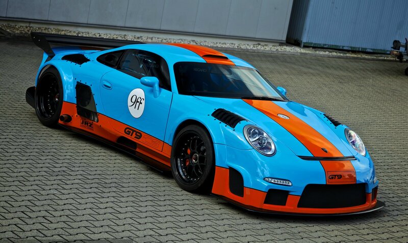 Blue and Orange Race Car — Dynamic, Afternoon, Photograph, Race Car