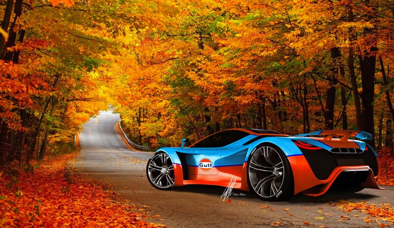 Blue and Orange Race Car — Serene