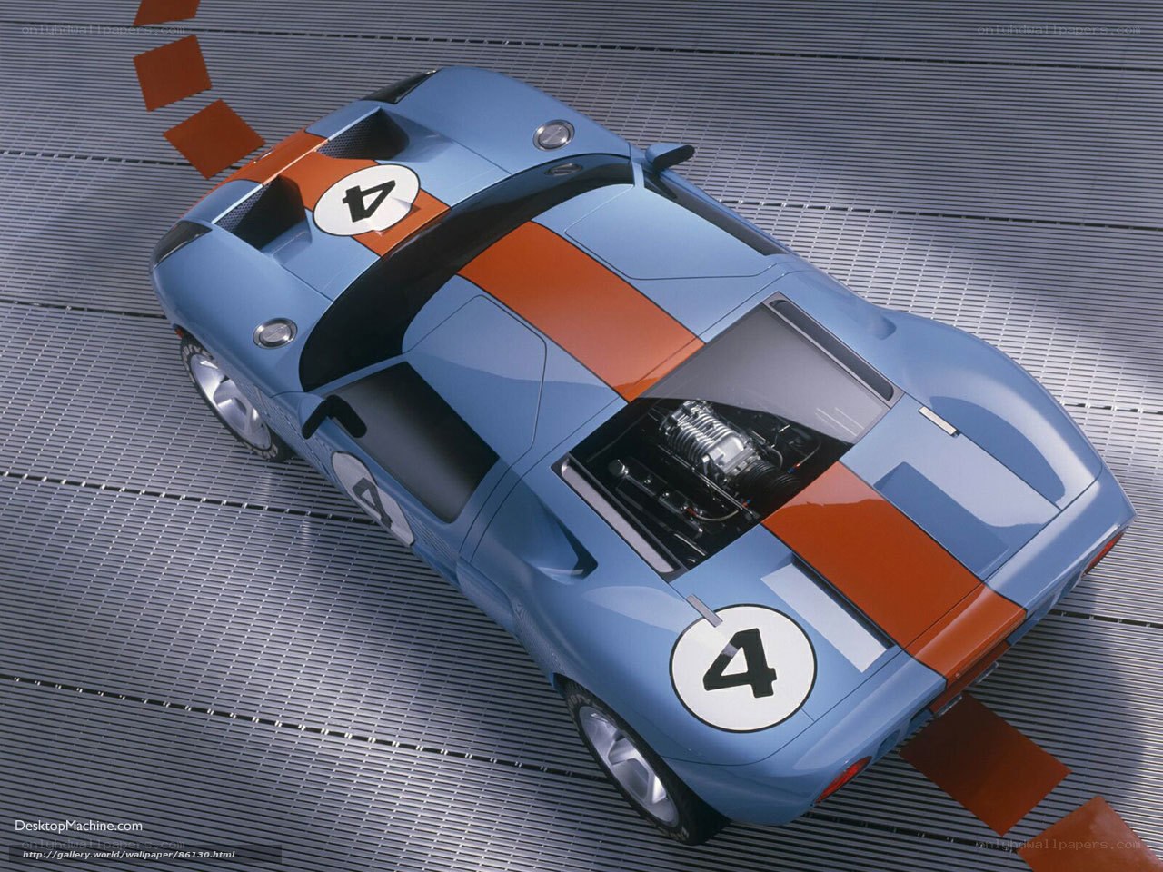 Blue and orange race car
