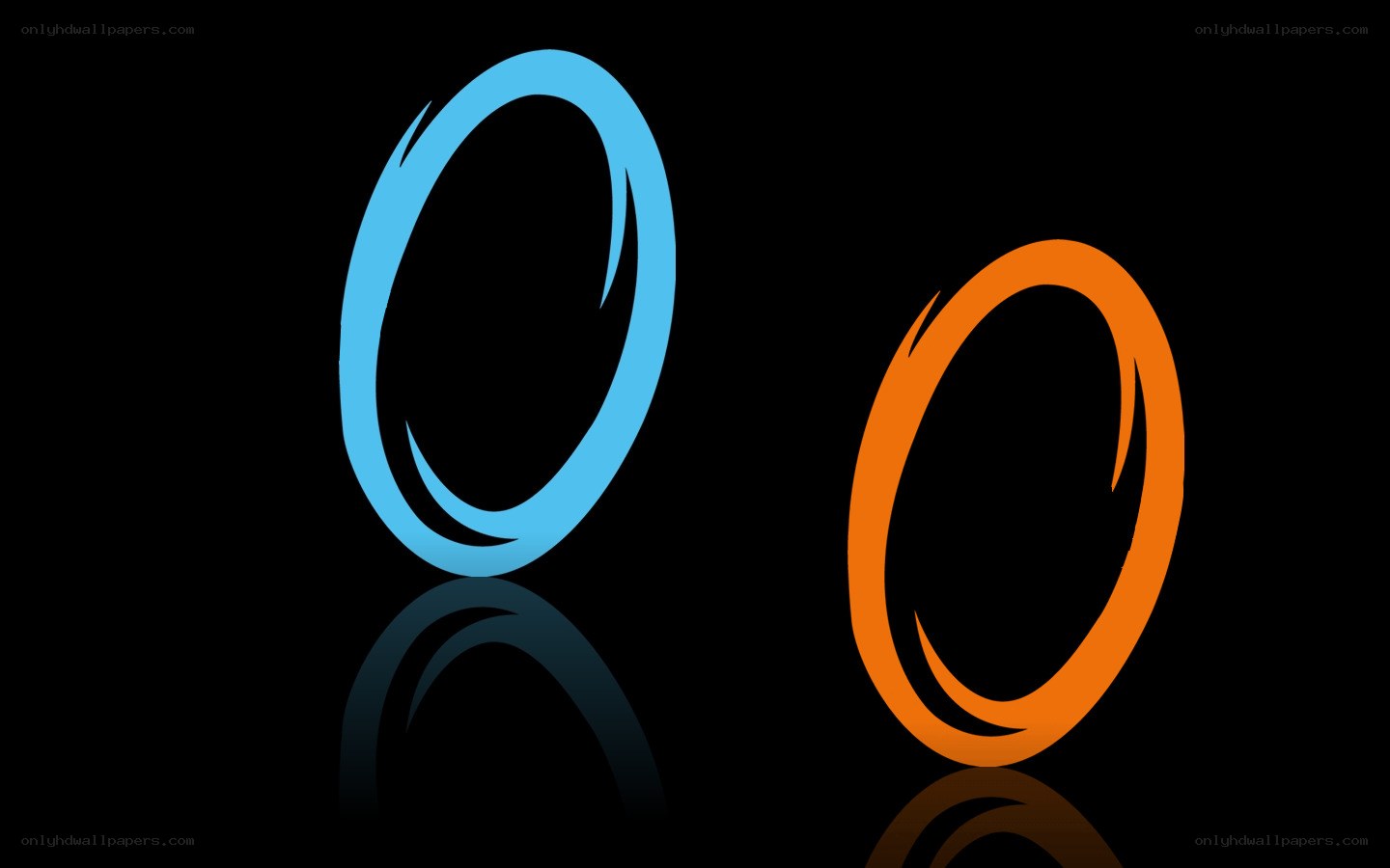 blue and orange rings on black