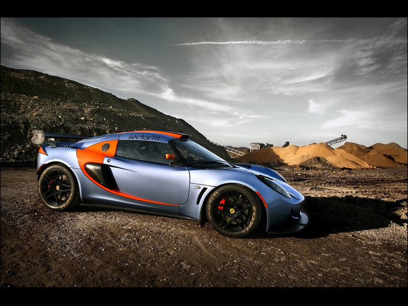 Blue and orange sports car