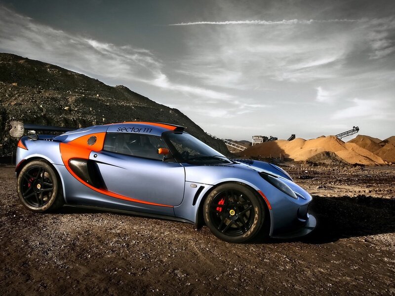 Blue and orange sports car