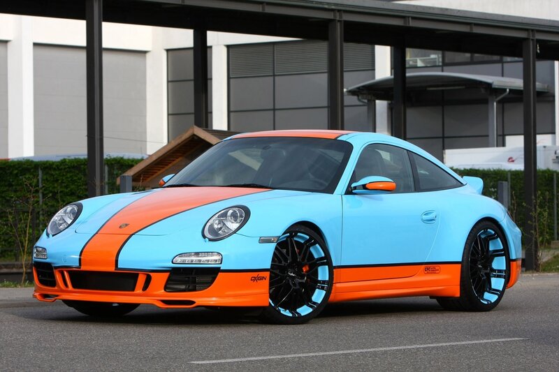 blue and orange sports car