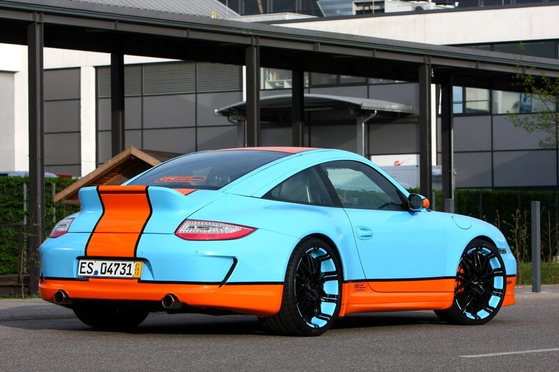 blue and orange sports car