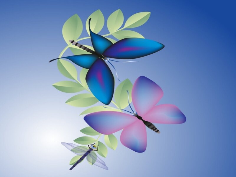 Blue and Pink Butterflies