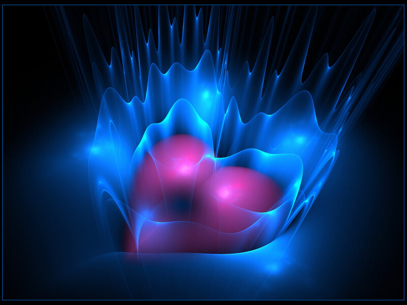 blue and pink energy waves