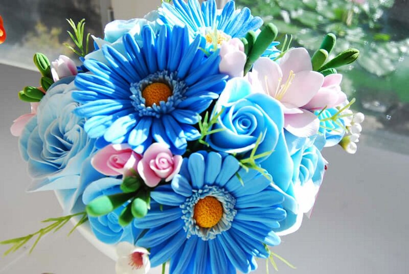 Blue and Pink Flower Bouquet
