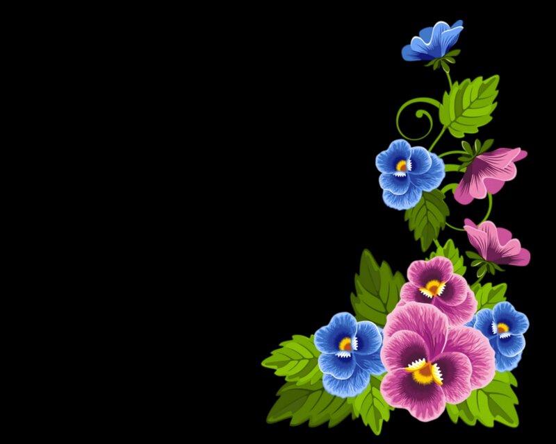 Blue and Pink Flowers — Calm, Vector Art