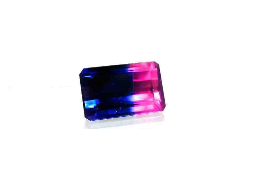 blue and pink gemstone