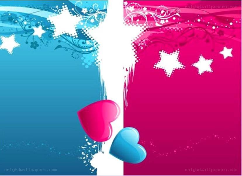 blue and pink heart background