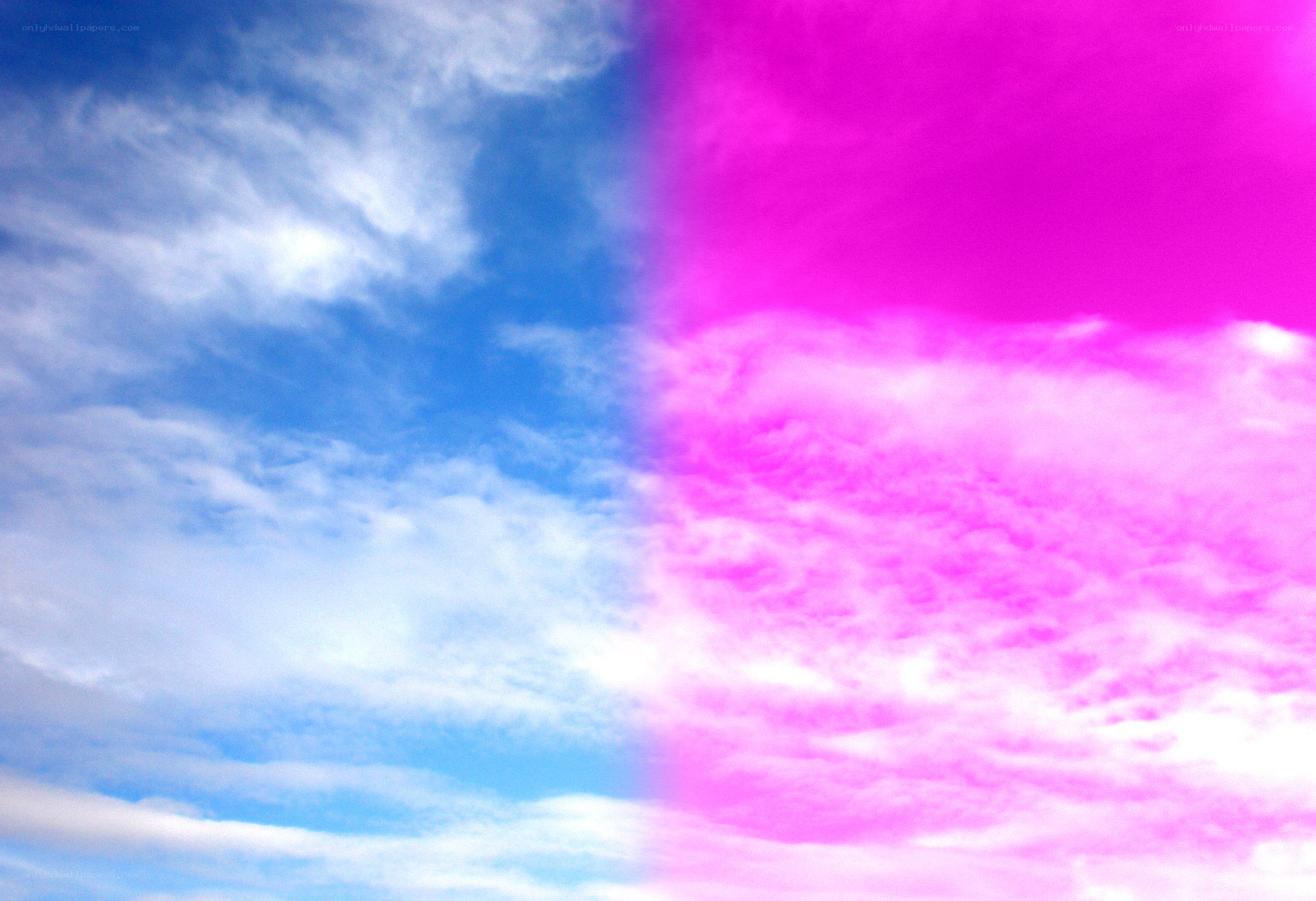 Blue and pink sky split