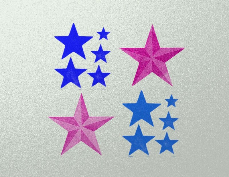 blue and pink star shapes
