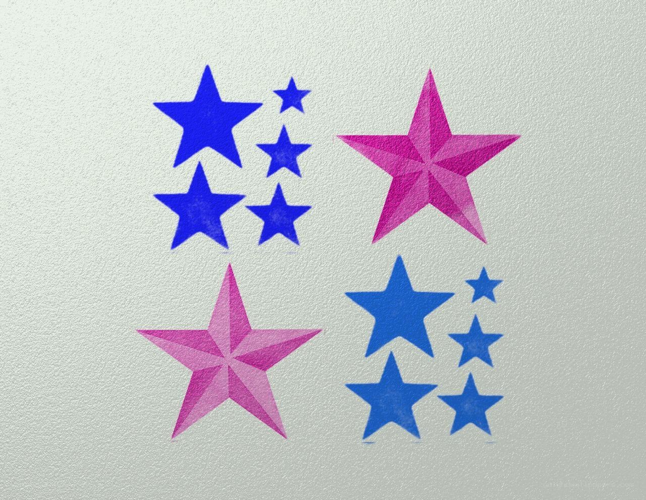 blue and pink star shapes