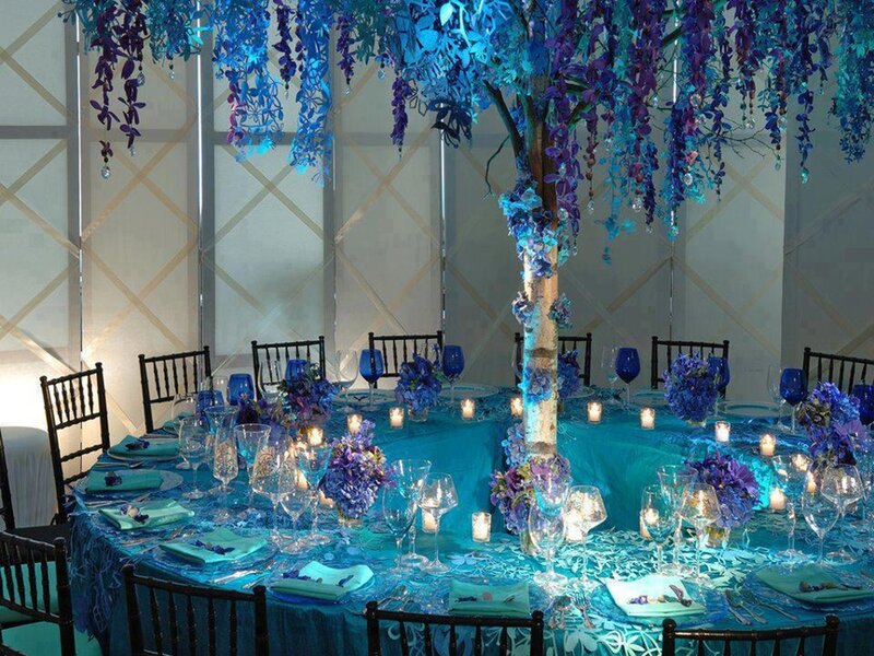 Blue and Purple Floral Centerpiece