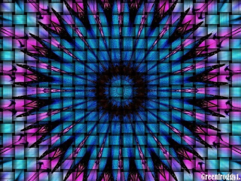 Blue and Purple Fractal Pattern — Hypnotic, Digital Art, Grid