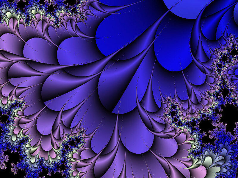 Blue and Purple Fractal Pattern — Hypnotic, Digital Art