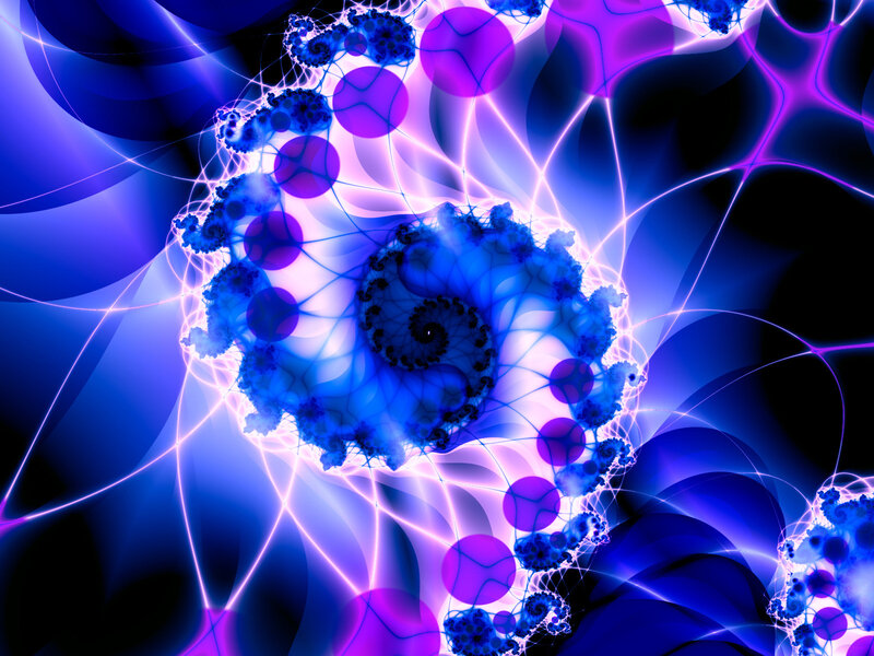 blue and purple fractal spiral