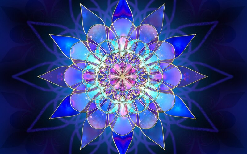 Blue and Purple Mandala — Serene, Digital Art