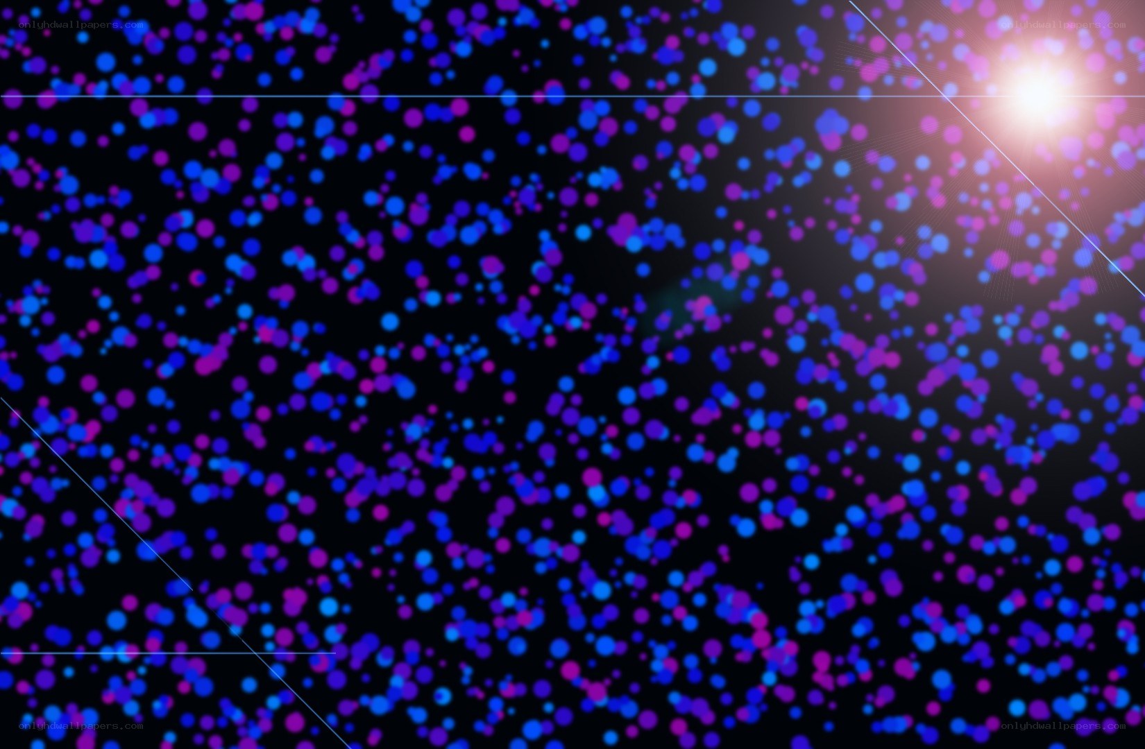 blue and purple particle field
