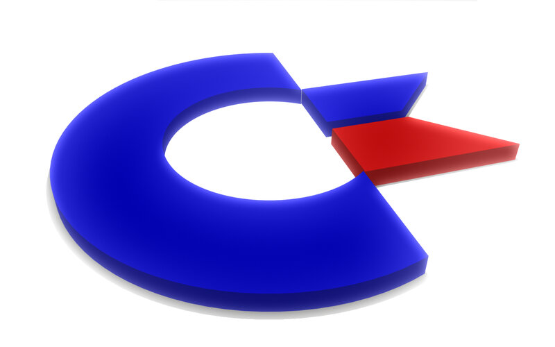 blue and red abstract logo