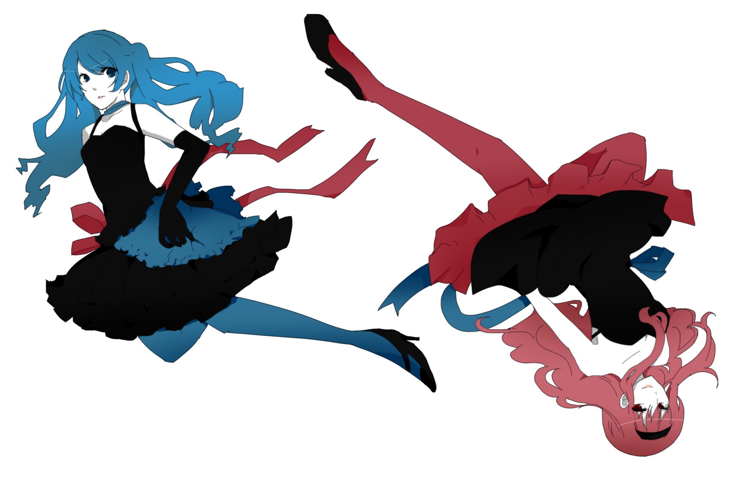 Blue and red anime characters in motion