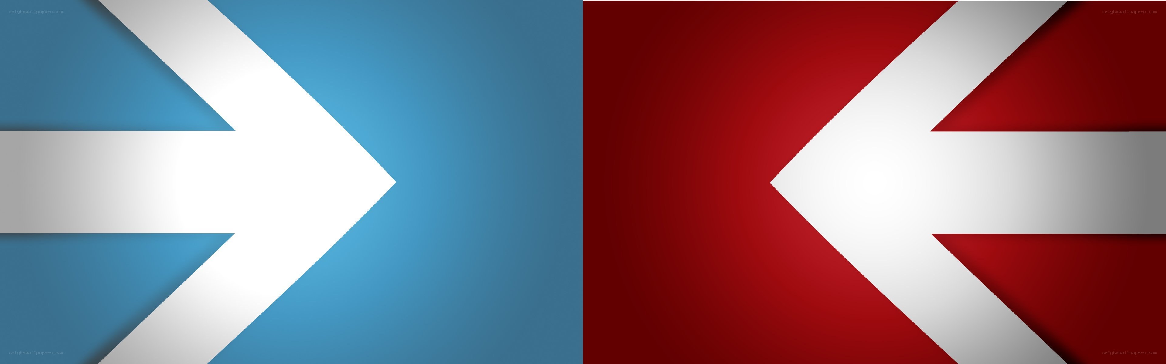 blue and red arrows facing each other
