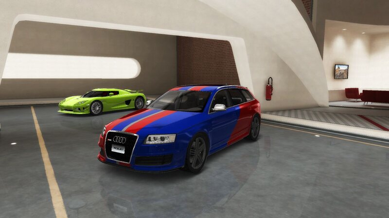 Blue and Red Car