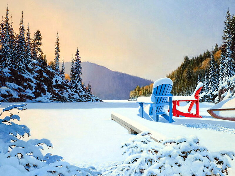 Blue and Red Chairs