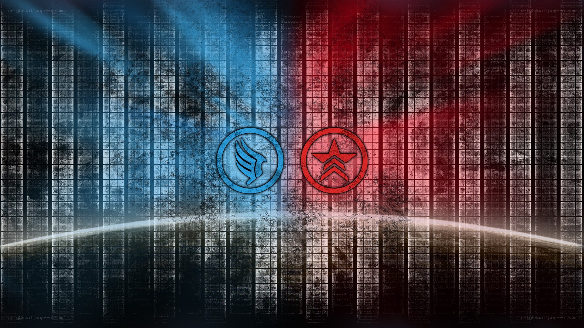 blue and red faction symbols
