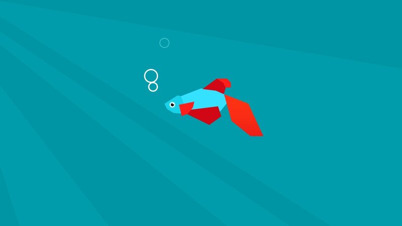 Blue and Red Fish — Teal