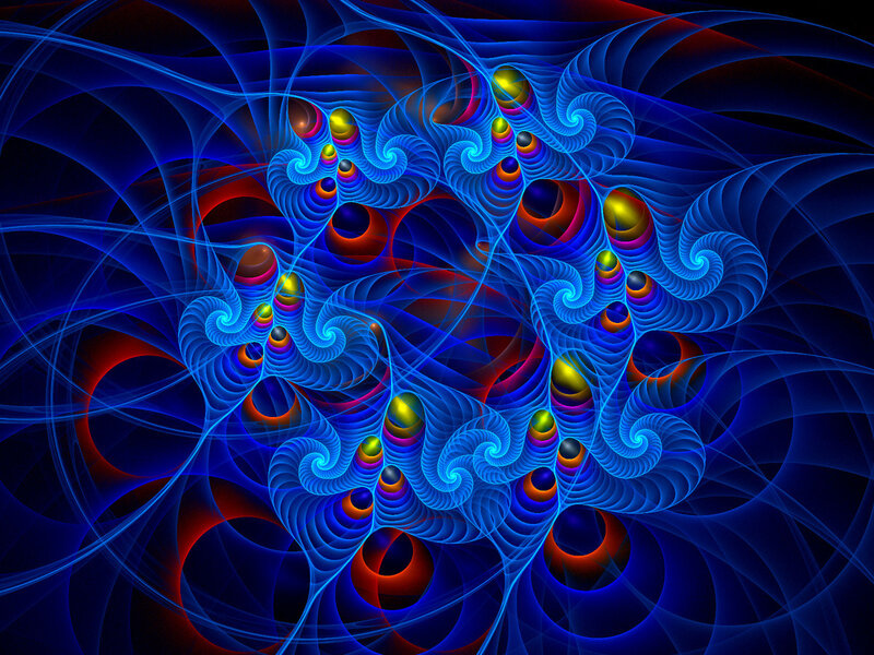 Blue and Red Fractal Patterns — Hypnotic