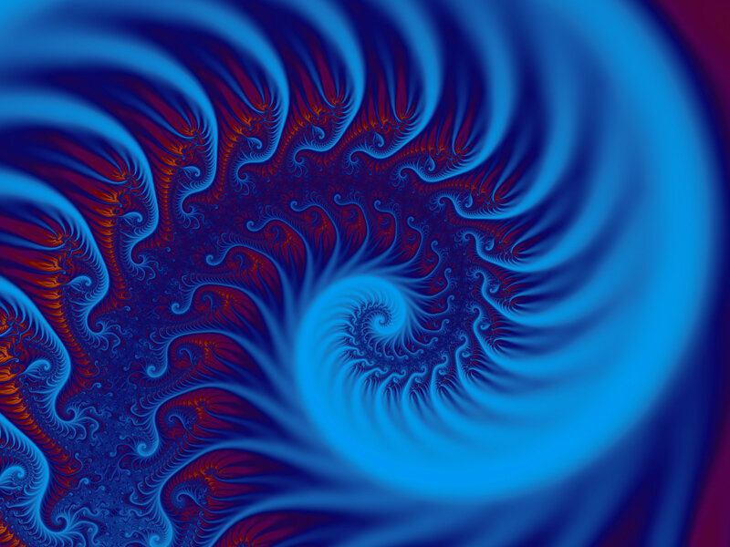 blue and red fractal spiral