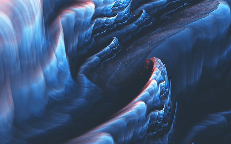 Blue and Red Fractal Waves