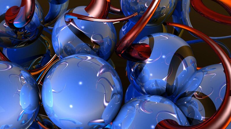Blue and Red Glass Spheres — Abstract, 3d Render