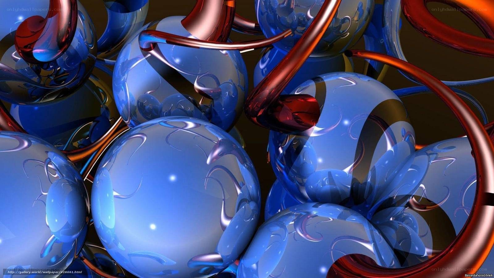 blue and red glass spheres