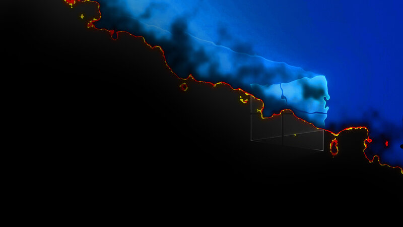 Blue and Red Glowing Shape