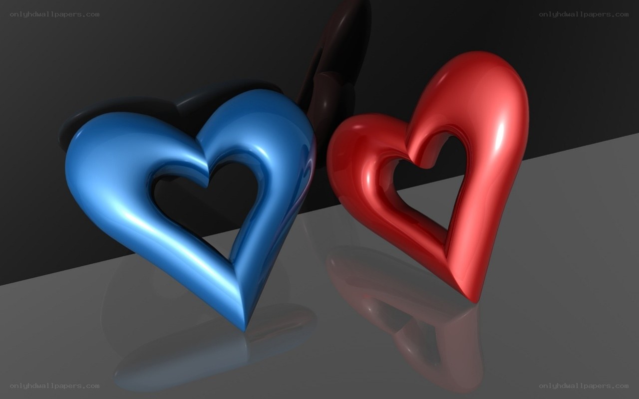 Blue and red heart shapes