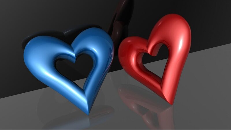 Blue and Red Hearts