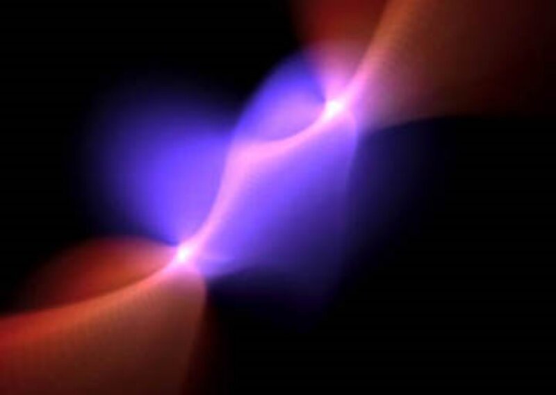 Blue and Red Light Beams — Purple