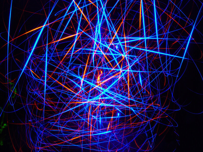 Blue and Red Light Trails — Dynamic, Night, Abstract
