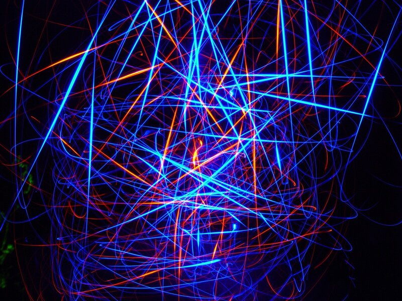 Blue and Red Light Trails — Dynamic, Night