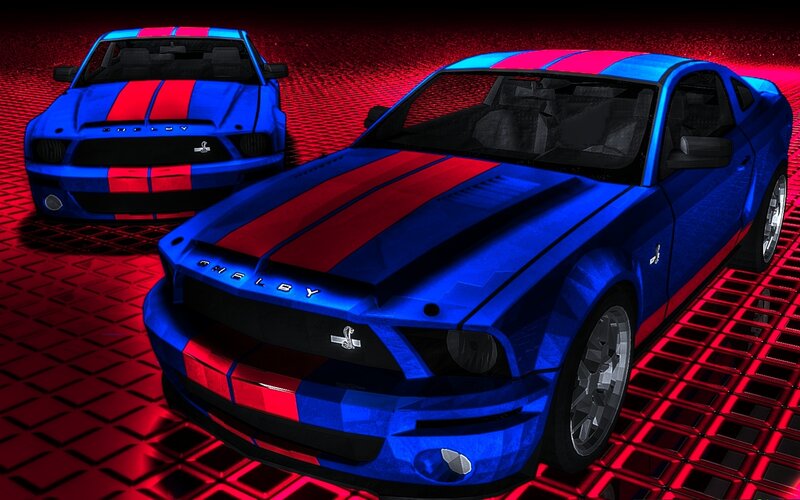 Blue and Red Muscle Cars