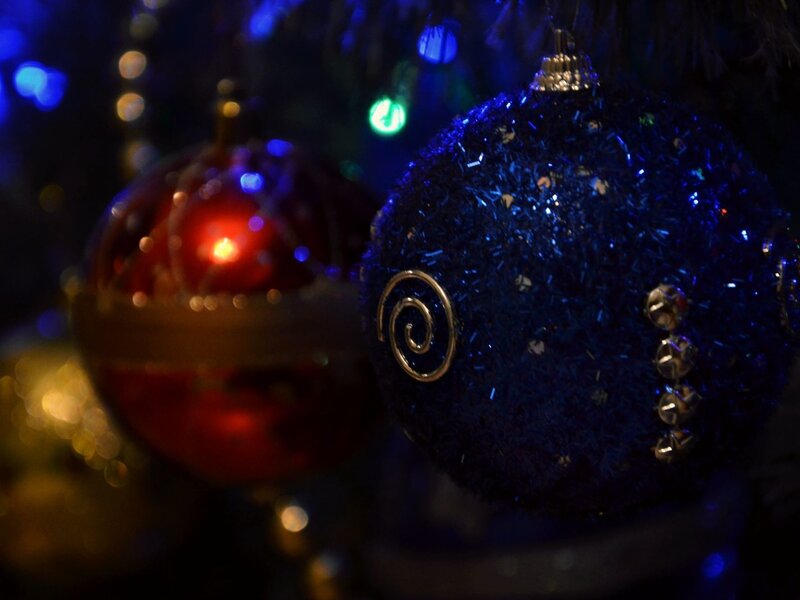 Blue and Red Ornaments